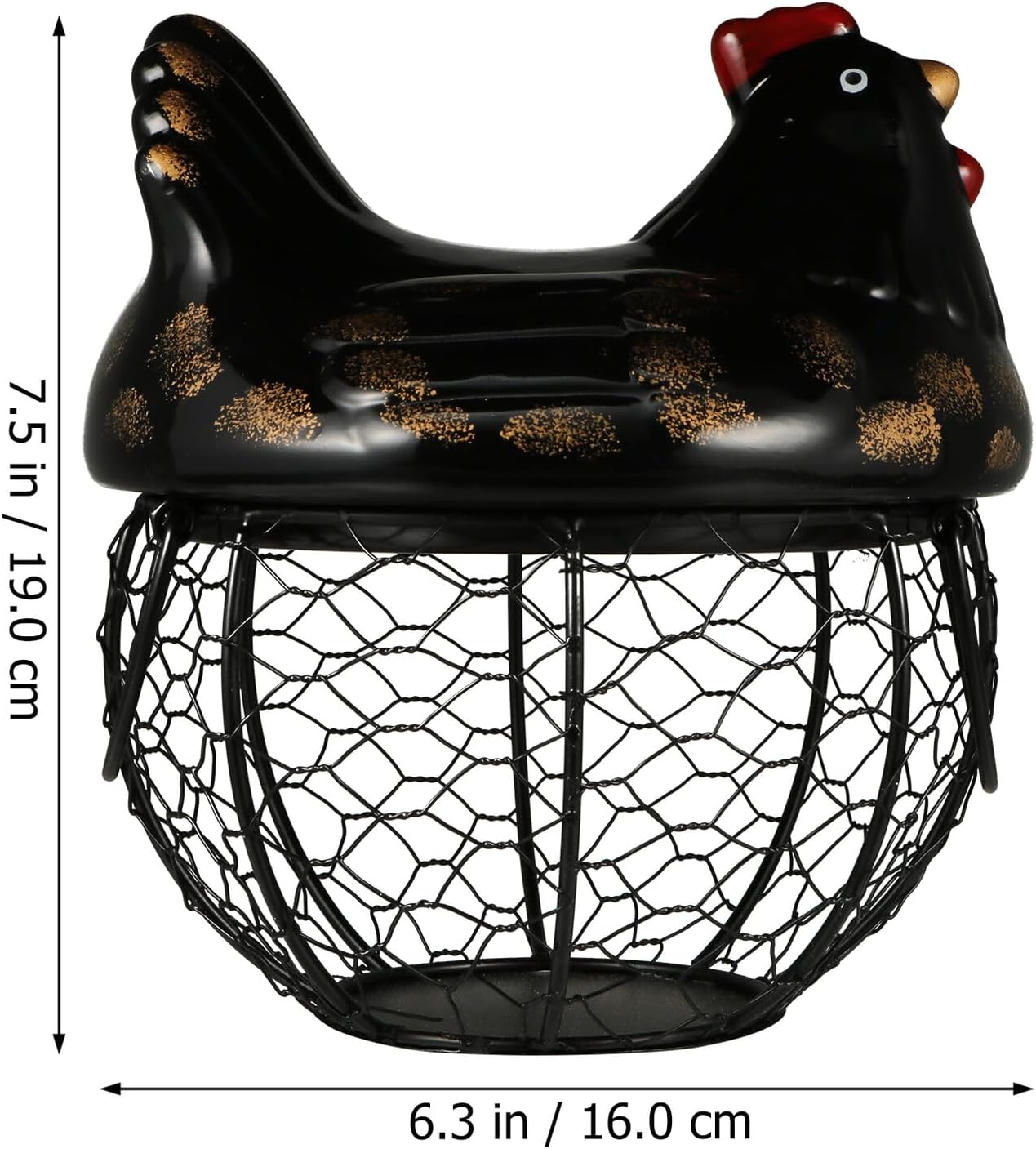 CALLARON Chicken Design Iron Egg Basket Small Storage Basket Snack Holder for Kitchen Countertop Home Decor Organizer