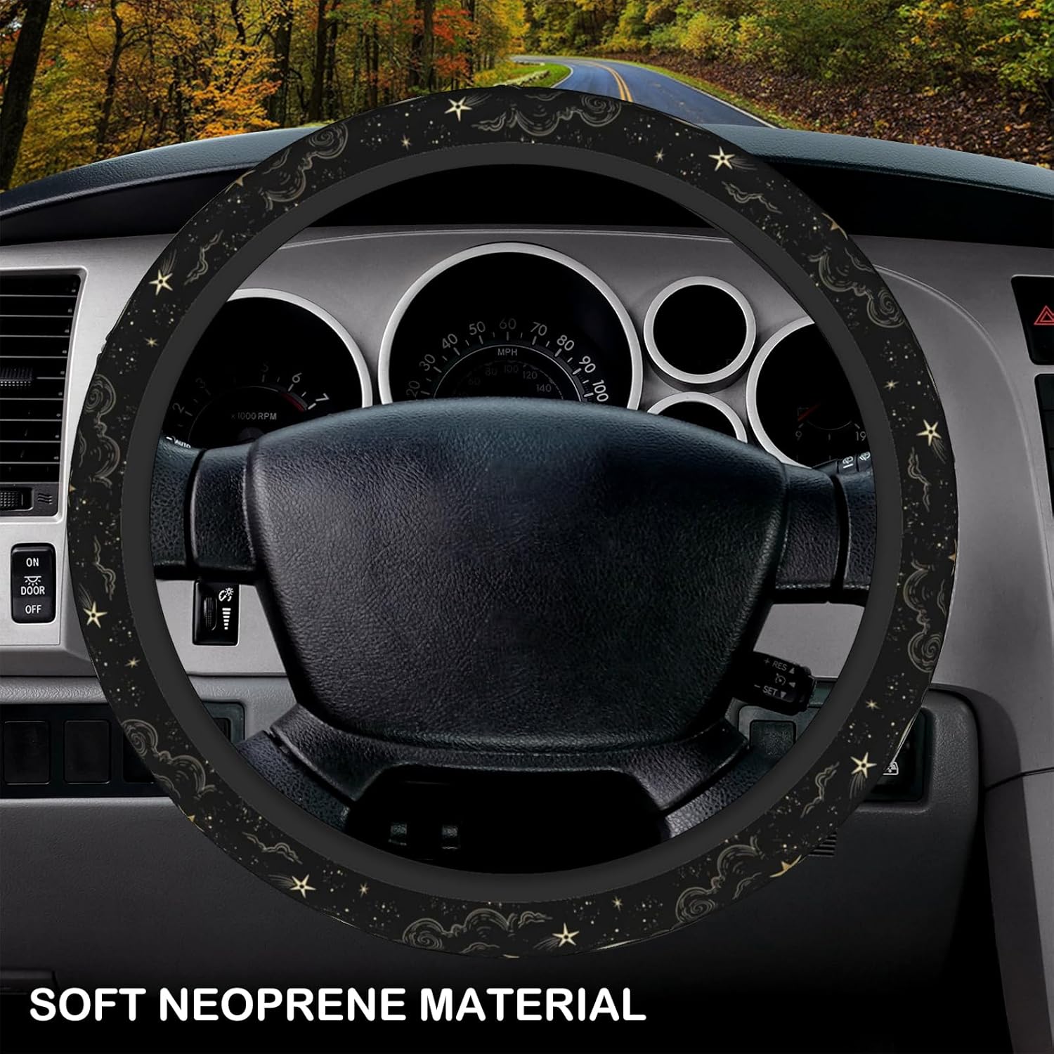 Stars Clouds Moon Steering Wheel Cover, Non-slip Breathable Neoprene Steering Wheel Covers, Women Car Accessories Universal 15 Inch Fit Auto, Suvs, Truck - Image 3
