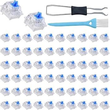 60PCS Keyboard Clickers,Mechanical Keyboard Switch with Keycap Puller and Blue Brush for Custom Keyboard Upgrades,Clickers for Mechanical Keyboard Switches and 3D Printing