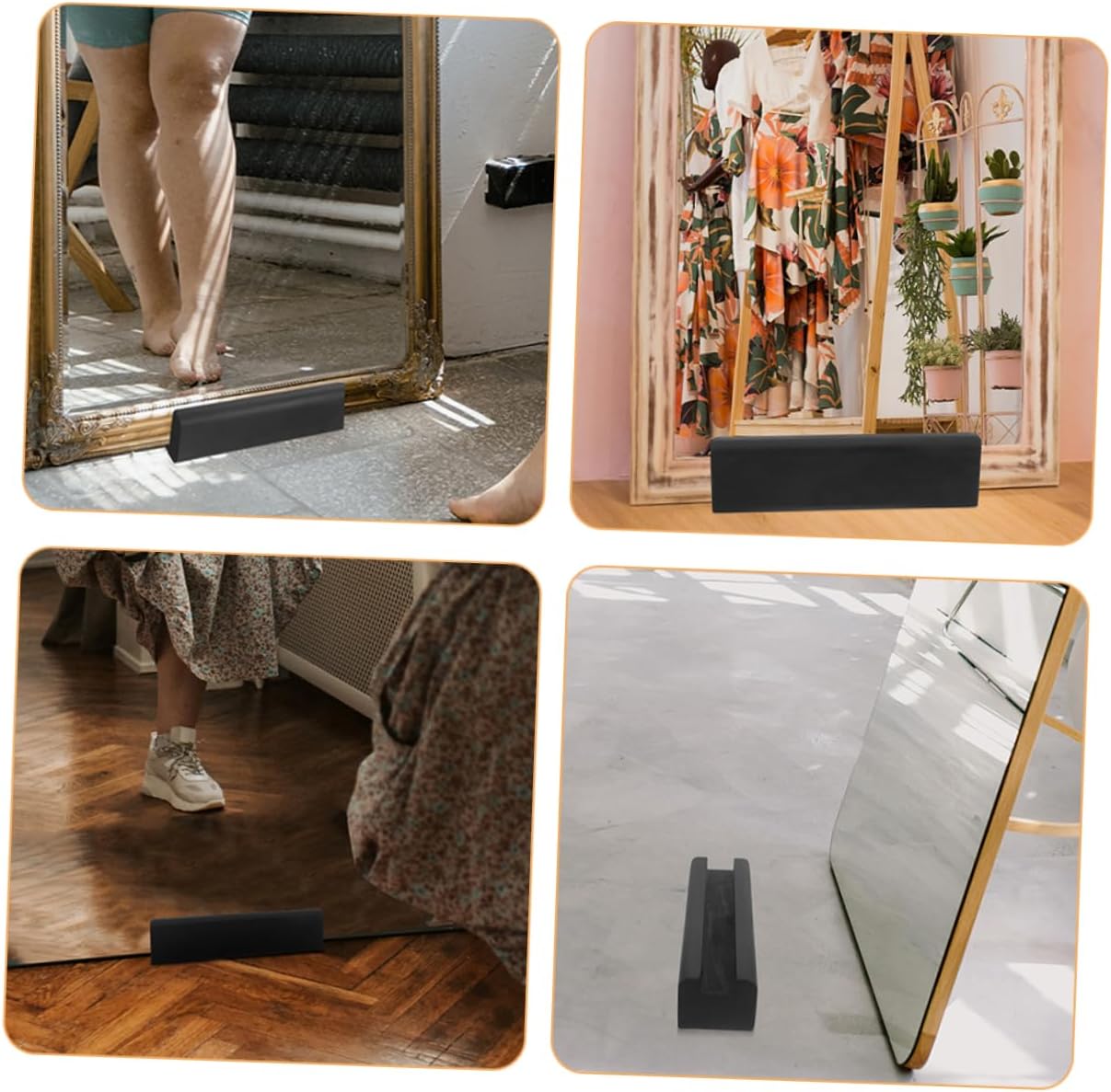 Wooden Floor Mirror Holder with Anti-skid Base Elegant Solid Wood Support Stand for Home and Artwork Display Compact Design for Easy Storage Durable and Safe for Long-lasting Use