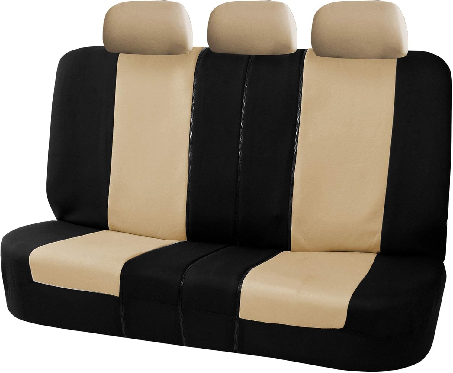FH Group Back Seat Cloth Car Seat Cover - Universal Fit Rear Seat Covers for Cars with Rear Split Bench, Car Interior Accessories for SUV, Sedan, Van Beige