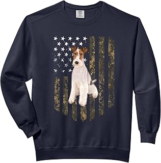 Camo American Flag Wire Fox Terrier 4th Of July USA Comfort Colors Adult Sweatshirt