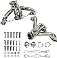 AMVirtuo Shorty Exhaust Headers for Chevy Small Block SBC V8 265-400 - T304 Stainless Steel, 1-1/2" Primaries