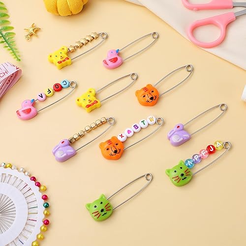 Miniatura 5 de 10 pasadores de seguridad para animales, pasadores de pañales de acero inoxidable con cabeza de plástico, pasador de seguridad de bloqueo para