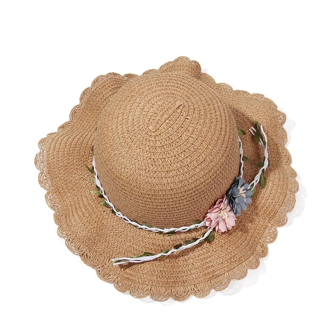 Yeuyyben Ragazza Beach Hat Summer Kids Flower Caps Bag Baby Weave Paglia Bambini Messenger Zaino
