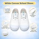 Kids School Tennis Shoes, Lightweight Breathable Canvas Sneakers, Durable Non-Slip Sole, Comfortable Lace-Up Sports and Casual Shoes for Boys and Girls, Ideal for School, Play and Daily Wear (White, UK Footwear Size System, Little Kid, Numeric, Medium, 12) gallery image