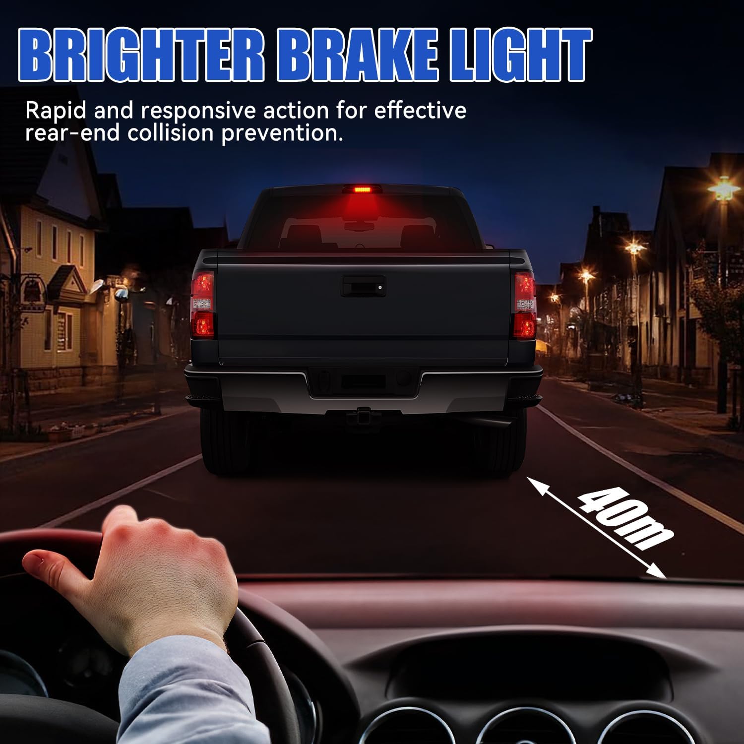 SUPAREE Third Brake Light Fit for 2014-2018 GMC Sierra/Chevy Silverado 1500 2500HD 3500HD LED 3rd Brake Light Accessories Red LED Strobe Rear 3rd Brake Cargo Lights High Mount Stop Light, Smoke Lens