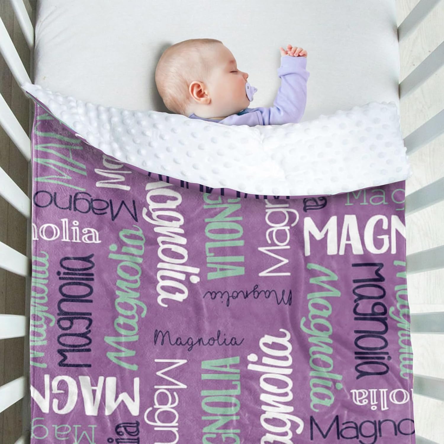 Custom Baby Blanket - Personalized Names Design - Soft Plush Blanket with Double Layer Dotted Backing for Boys Girls Color11(30x40 inches)