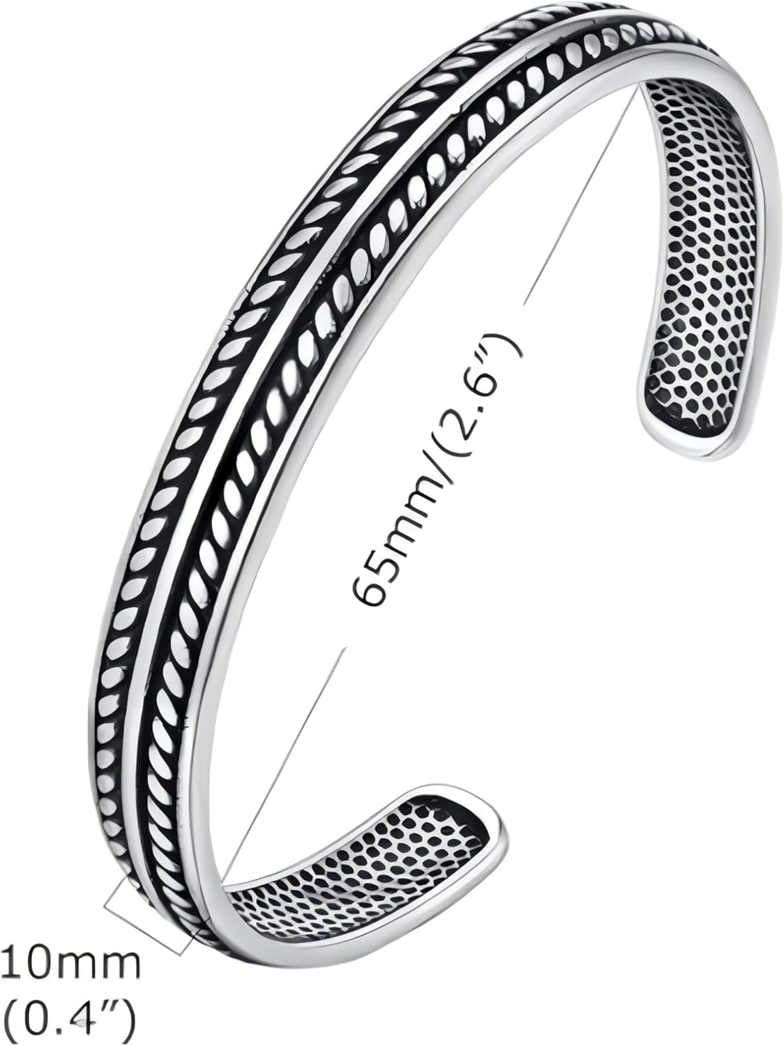 Vintage Cuff Bracelet for Men Women, Stainless Steel Open Bangle Bracelets - Image 2