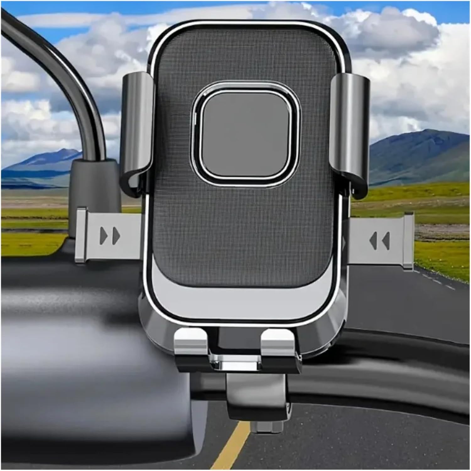 Bike Phone Mount Motorbike Bicycle Phone Holder Shockproof Stable Bike Handlebar Mobile Support GPS Ebike Mount Navigation Rearview Mirror Stand Bicycle Phone Holder(Silver)