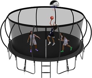 YORIN Tranpoline 14 FT 12 FT Tranpoline for Kids and Adults, 1400LBS Tranpoline with Basketball Hoop, Enclosure Net, Back Yard Heavy Duty Outdoor Recreational Tranpolines - ASTM Approved