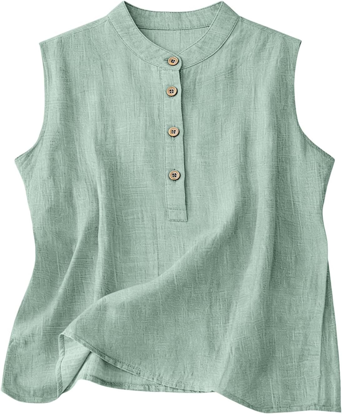 Linen Tank Tops for Women 2026 Summer Sleeveless Shirts Casual Beach Button Down Comfort Loose Tanks Blouses