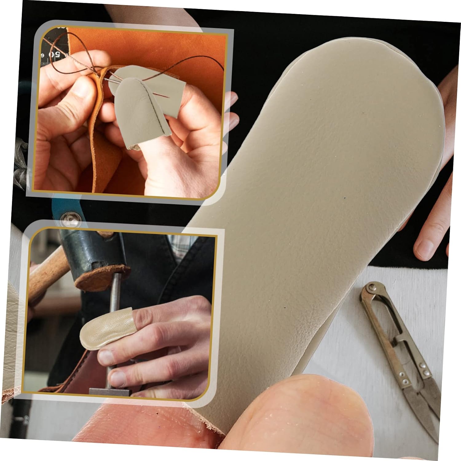 Tofficu 60pcs Leather Finger Protector Thimble for DIY Sewing Durable Non-deforming Leather Covers for Safe Finger Guarding Craft Projects