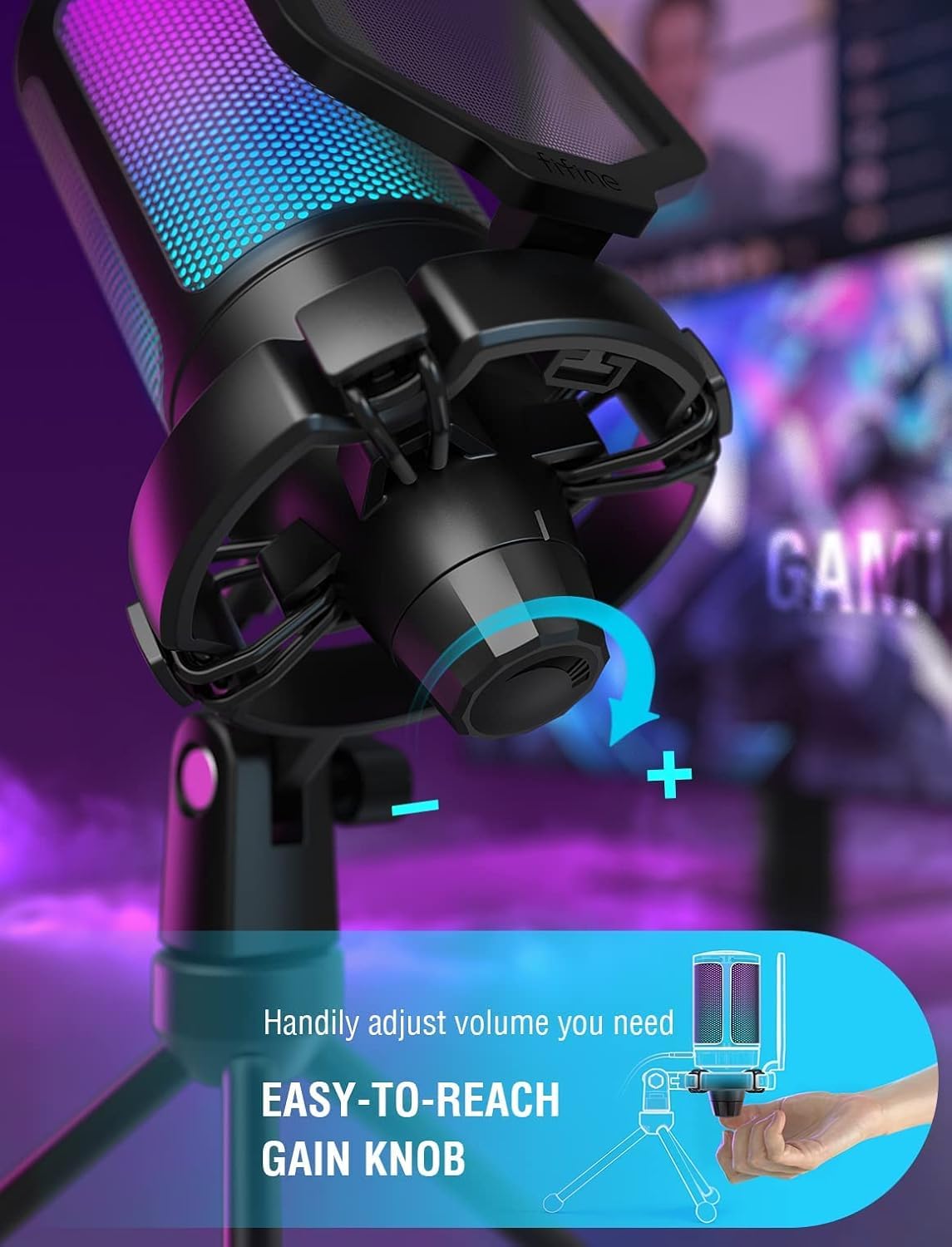 FIFINE Gaming Headset und USB Mikrofon, PC Microphone mit Mikrofon Ständer und Over Ear Kopfhörer mit USB & 3,5 mm Kabel, für Podcast Streaming Studio Mac PS4 PS5 Xbox Switch (A6V+H9)