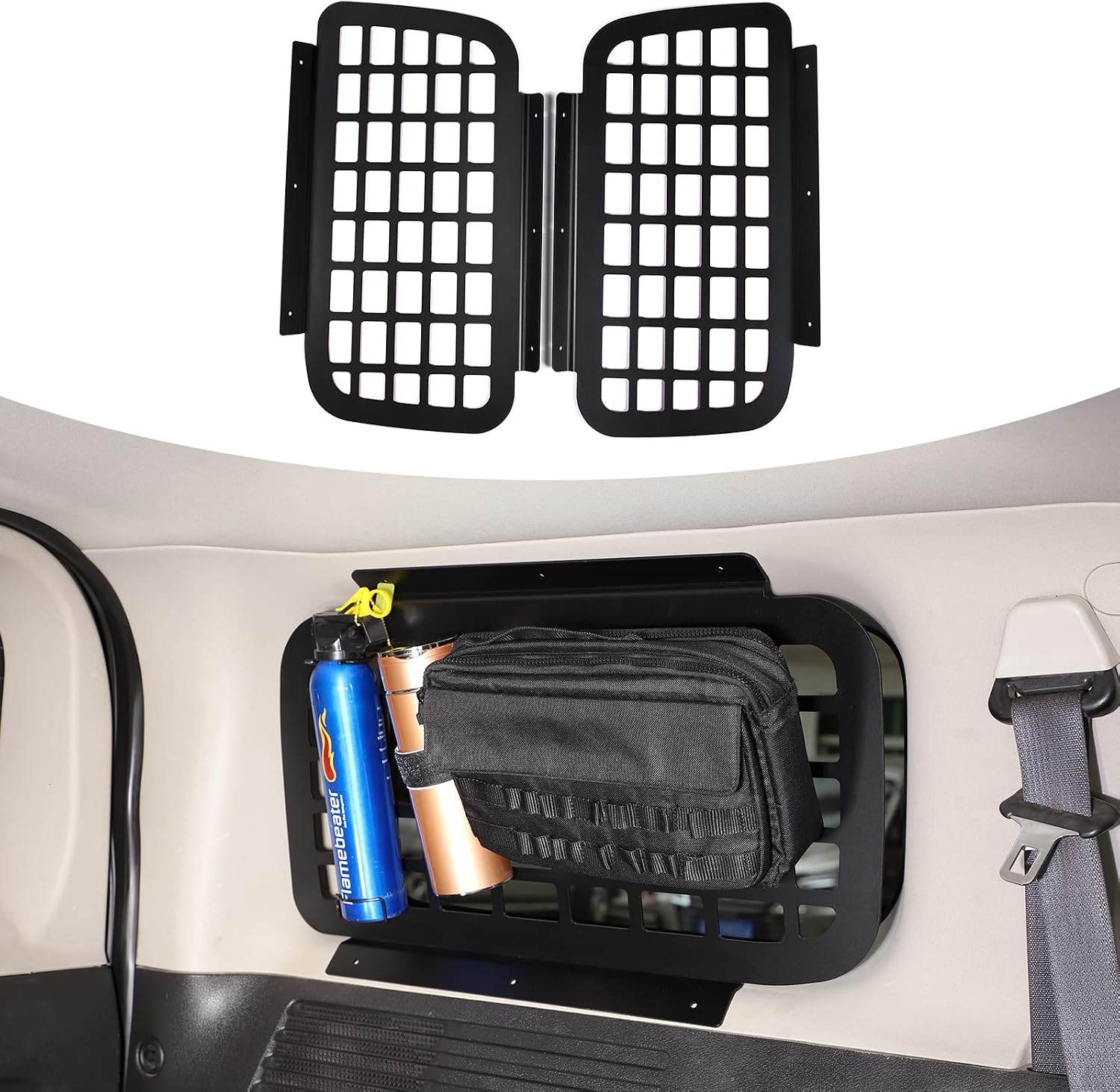PIUGILH Rear Trunk Luggage Shelf Tail Cargo Storage Panel Multi-function Rack for Hummer H3 2005-2009,Aluminum Trunk Storage Panel,2Pcs