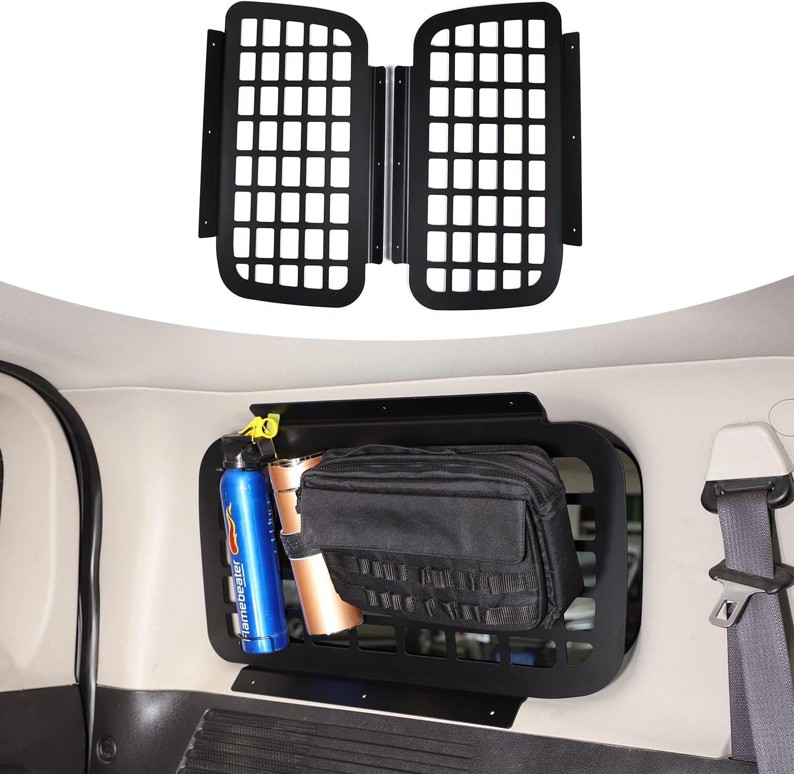 PIUGILH Rear Trunk Luggage Shelf Tail Cargo Storage Panel Multi-function Rack for Hummer H3 2005-2009,Aluminum Trunk Storage Panel,2Pcs