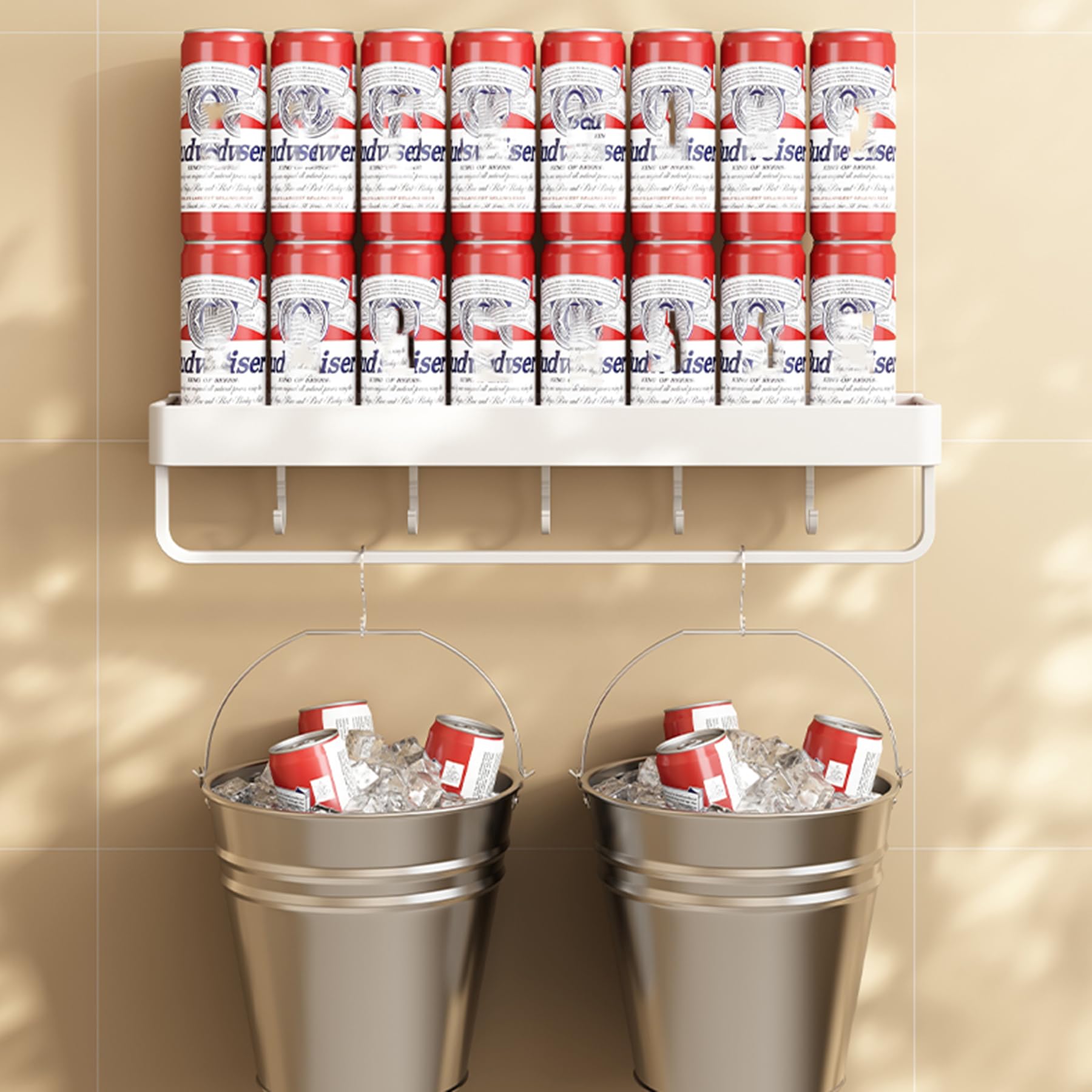 Estantes de Ducha Aluminio 2 Paquetes, estantes Ducha Adhesivos con Gancho, Estante Ducha Resistente al óxido Gran Capacidad, Organizador Almacenamiento baño Montaje en Pared,White e,50CM