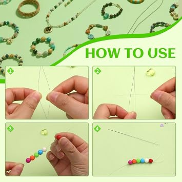 UOOU 32 Pcs Beading Needles Set, 8 Sizes Big Eye Bead Needles, Twist Beading Needles for Seed Beads, Jewelry Making