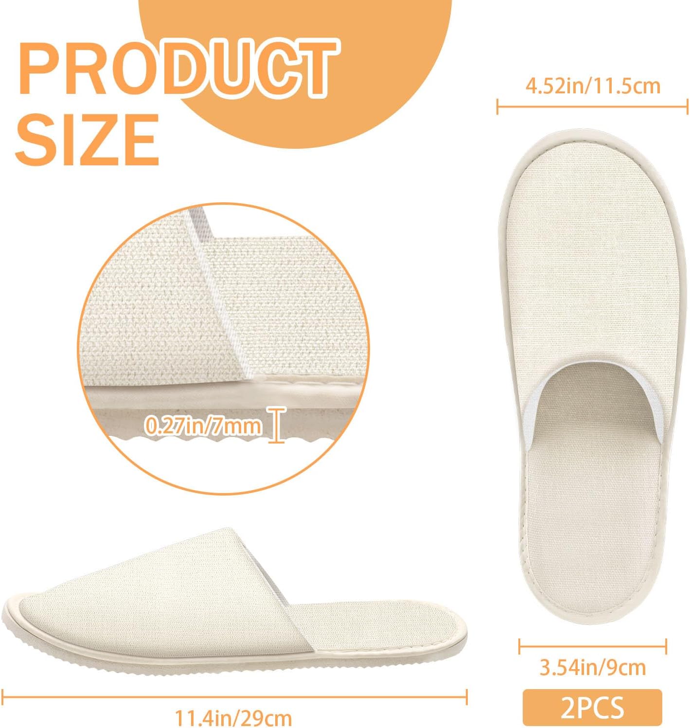 2 Pairs House Slippers for Guests Washable Reusable, Home Pack Non-Slip Spa Slippers for Women Men Indoor Travel Hotel Wedding Party Shoeless Closed Toe Housewarming Bedroom - Image 2
