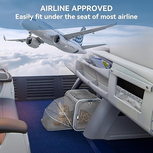 Vista 16 de Petsfit transportador de perros expandible para viajes con colchoneta de lana, aprobado por la mayoría de las aerolíneas, transportador de mascotas