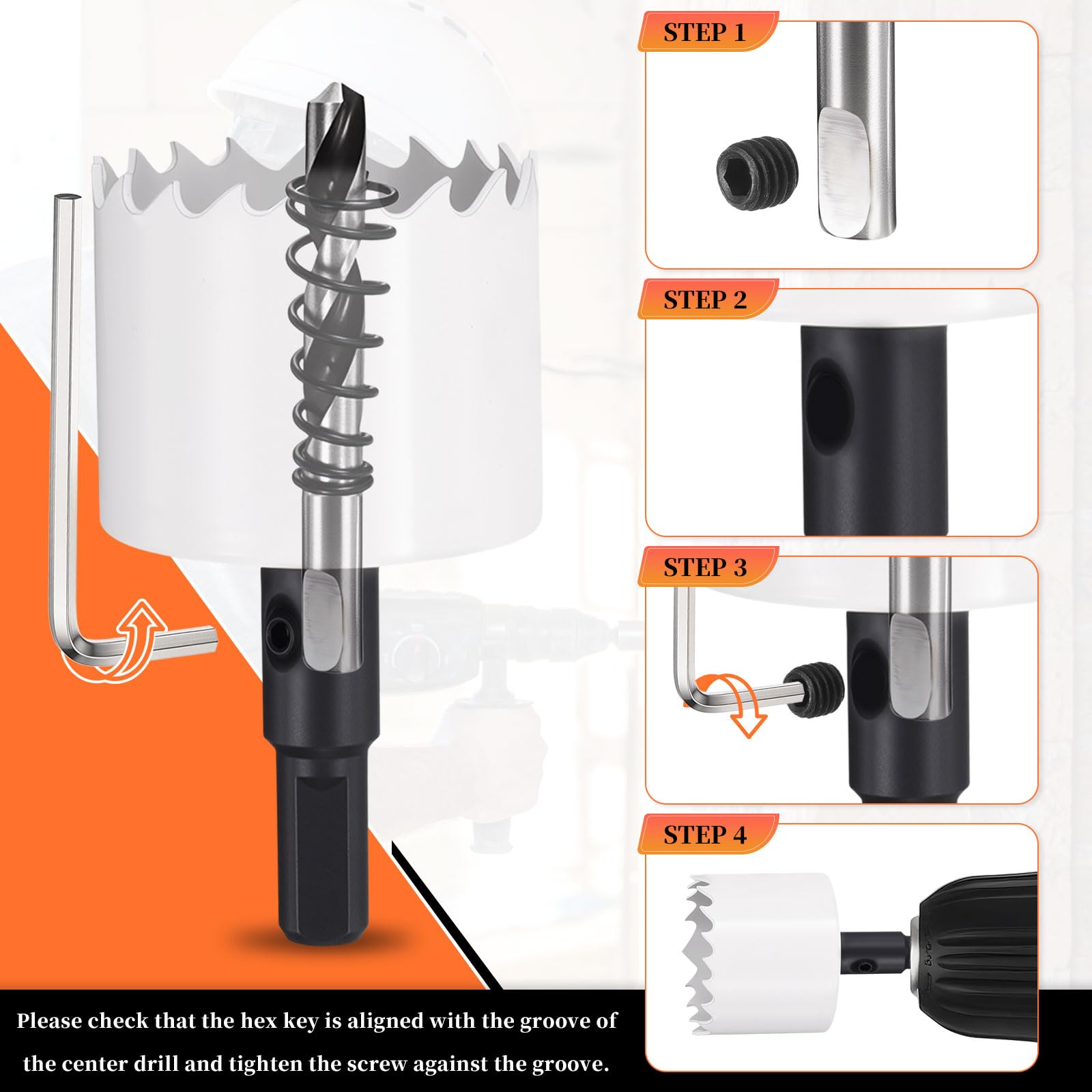 METALLIXITY Seghe Tazza Bimetallica Frese per Metallo 194mm (7-5/8"), M42 Fresatrice Foro Acciaio Rapido con Punta Centrale, Chiave Esagonale e Molla - per Lamiera, Legno, Pannelli, Bianco