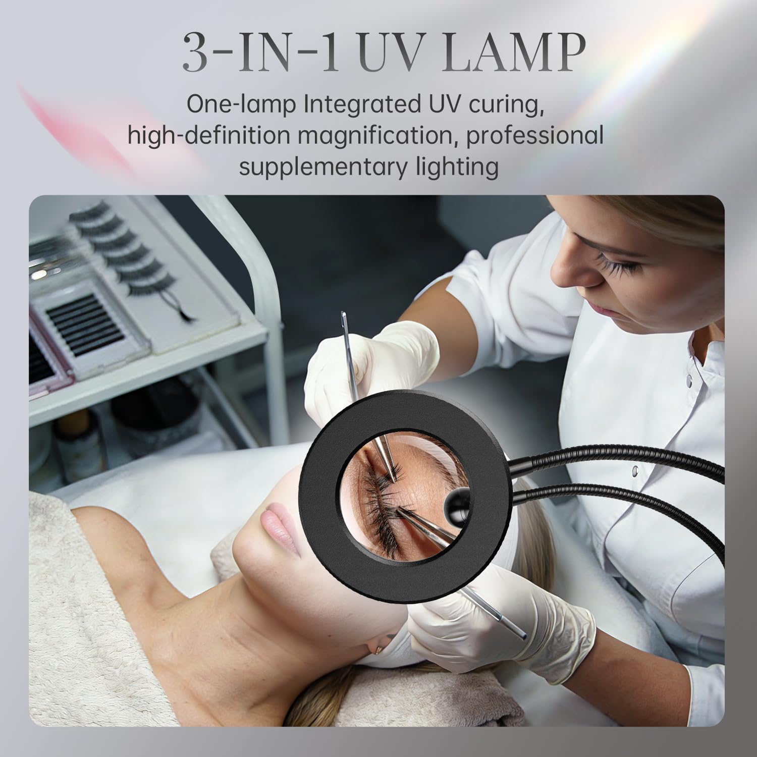 krofaue Dual Head UV Nail Lamp with 6X Magnifier, UV LED Flash Curing Light for Gel Polish, 3 Color Temps & Desk Clip for Home and Salon DIY