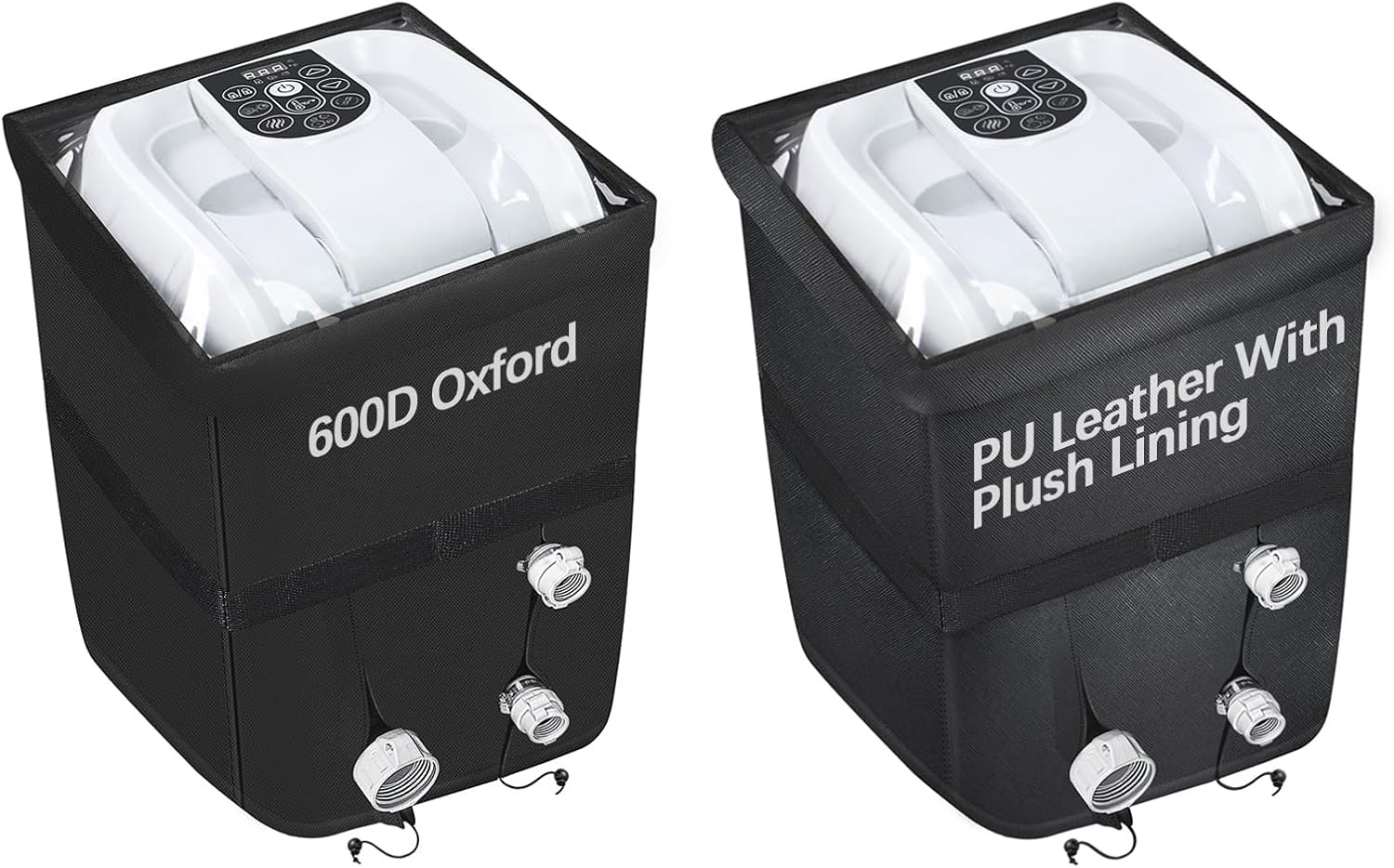 Hot Tub Spa Heater Pump Cover 600D Oxford Fabric + PU Leather Inflatable Hot Tub Pump Cover with Plush Lining, Zipper Opening and Transparent PVC Top Window