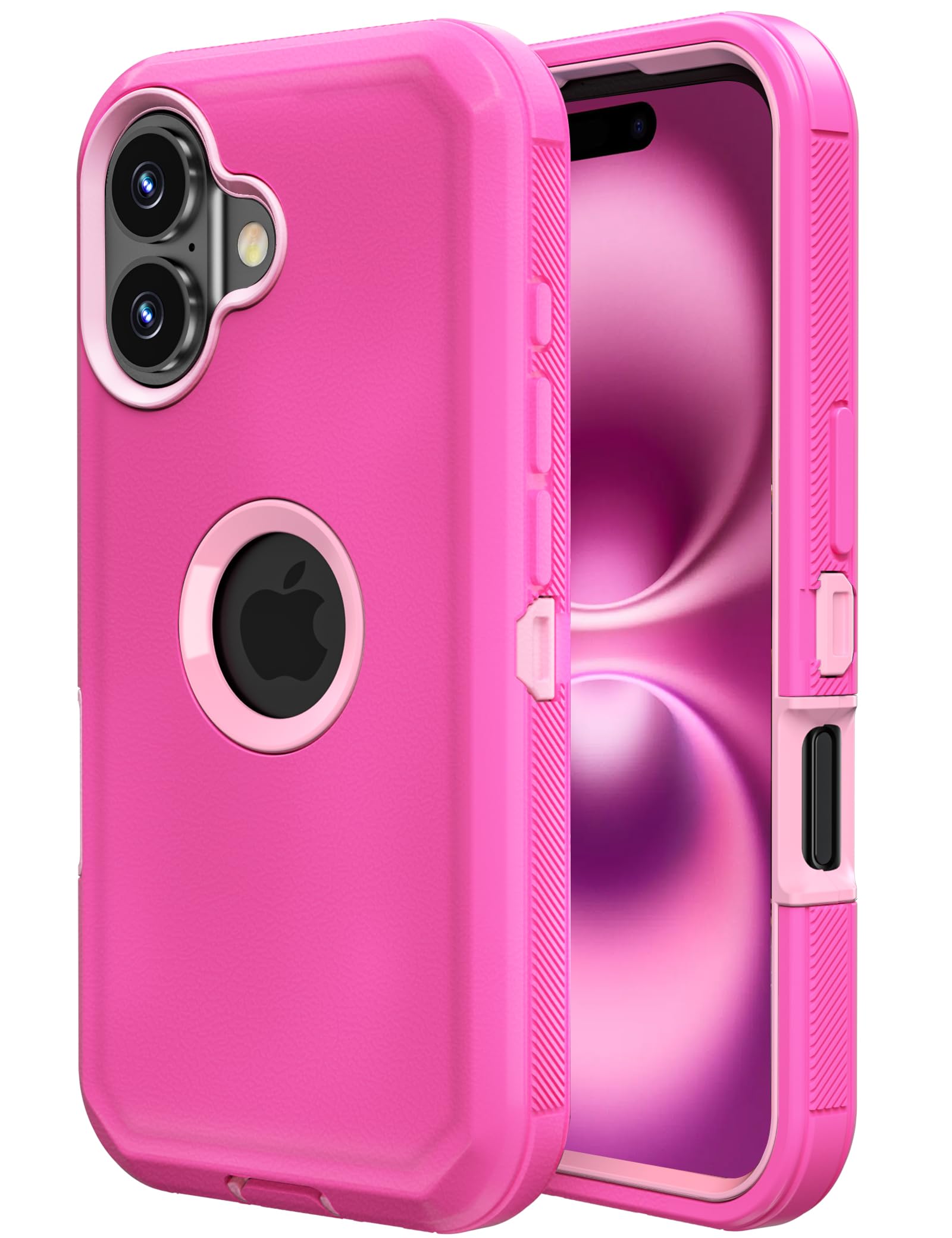 Jiunai for iPhone 16 Case Port Cover Heavy Duty Rugged Drop Protection Screenless Dual Layer Shockproof Bumper Dust Proof Matte Hybrid Cell Phone