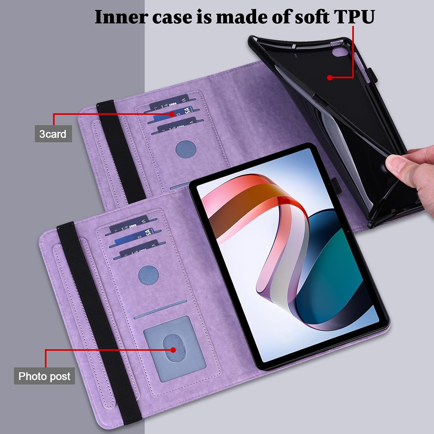 ALILANG for iPad (A16) 11th Generation Case 11 Inch 2025, iPad 10th Generation Case 10.9 Inch 2022, Elastic Band Closure Shockproof Smart Embossed Cover with Auto Sleep/Wake -Purple