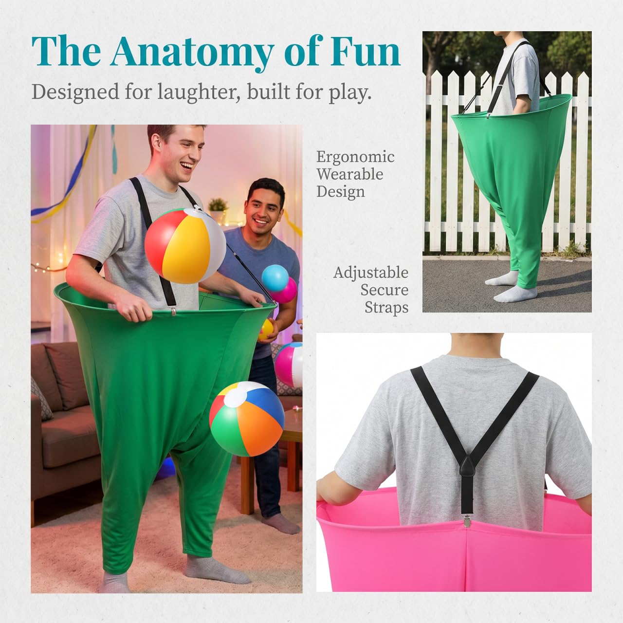 Didiseaon Juego de 4 piezas Granny Pants para patio con 24 bolas, 4 bombas