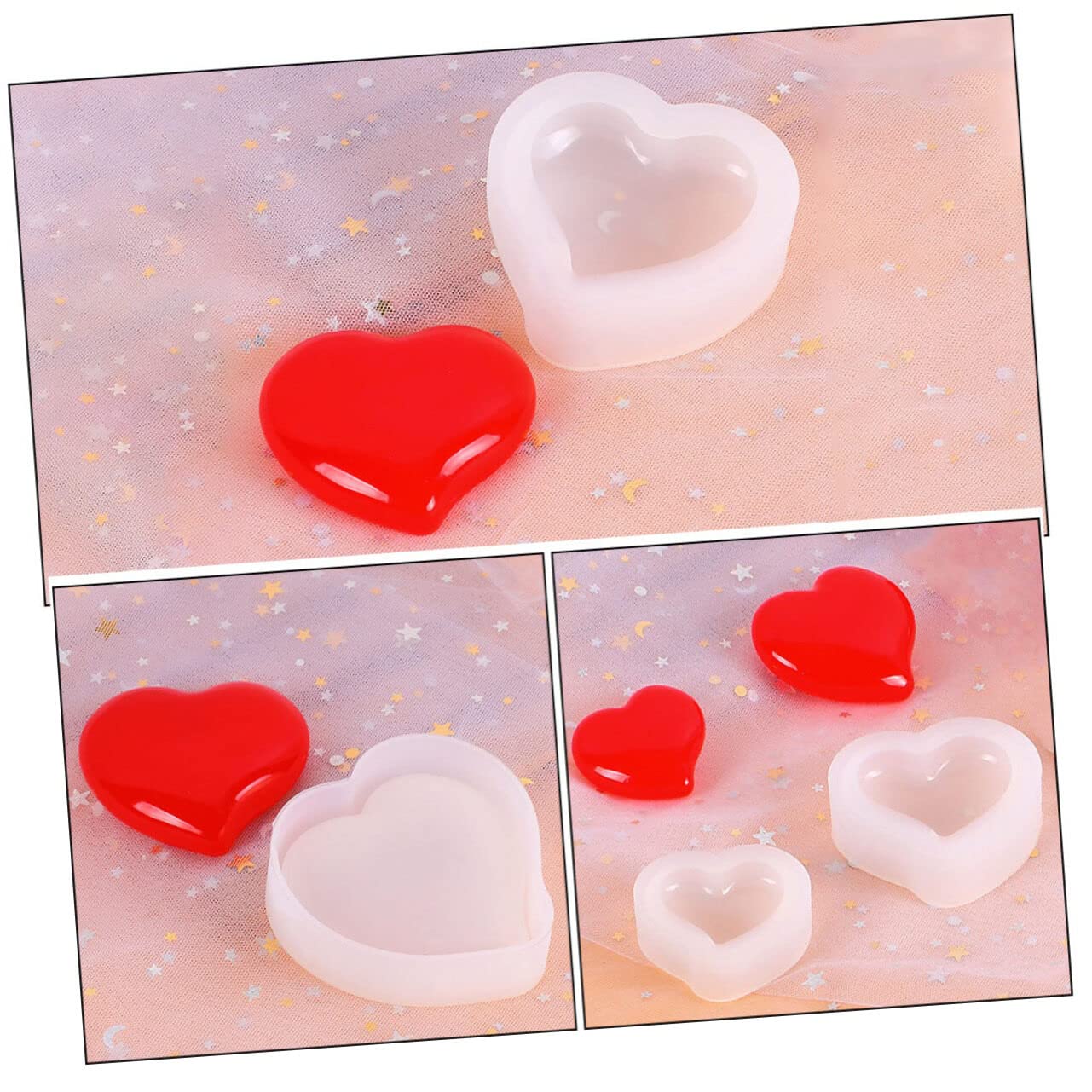 9piezas Molde De Silicona Forma De Corazón Para Manualidades y Decoración Diy Resistente y Reutilizable Para Proyectos De Artesanía y Especiales