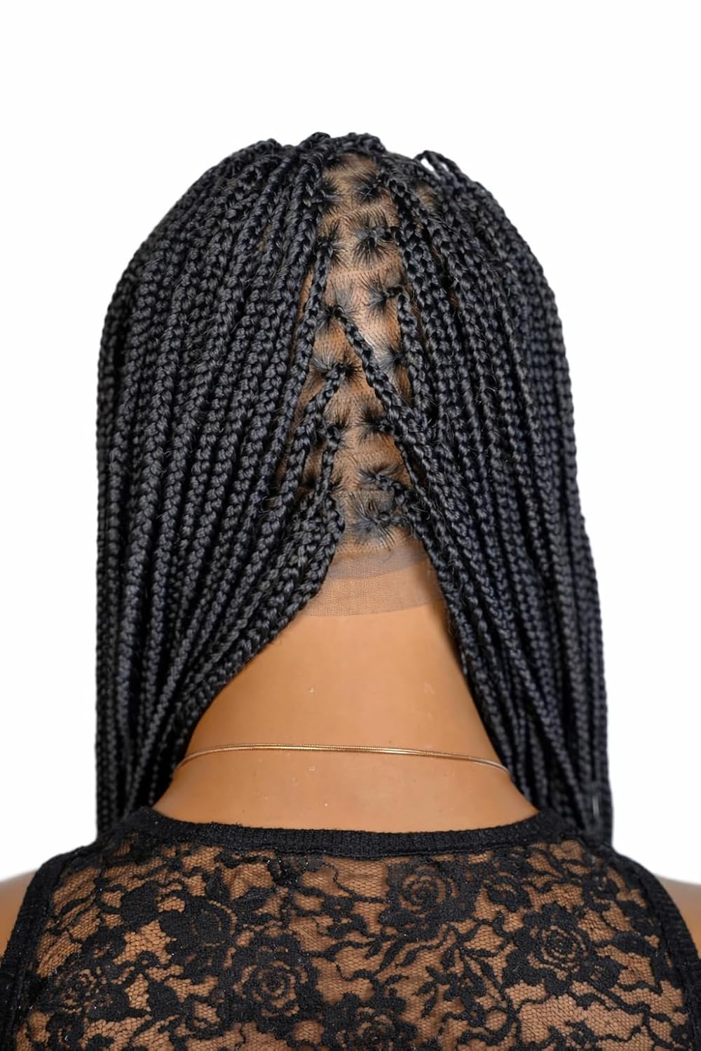 RITA – African Braided, Premium Full Lace Black Knotless Braided Wig for Women (28 Inches)