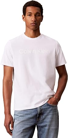 Calvin Klein Mens Relaxed Fit CK Logo Crewneck T-Shirt