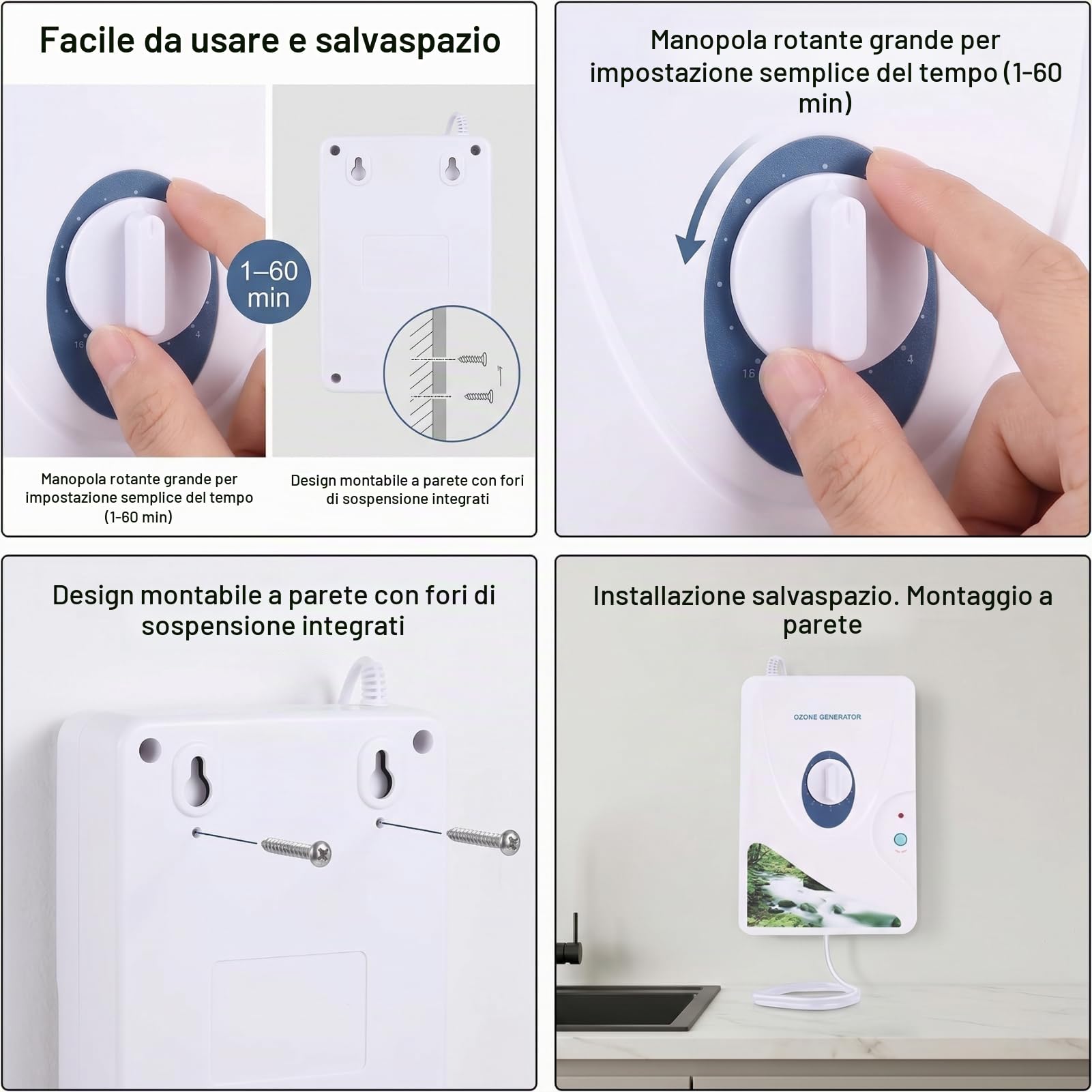 Generatore di ozono per acqua e depurazione e d'aria di Ozono Macchina per Ossigeno Purificatori D'acqua,O3 ozono disinfezione sterilizzatore con timer digitale