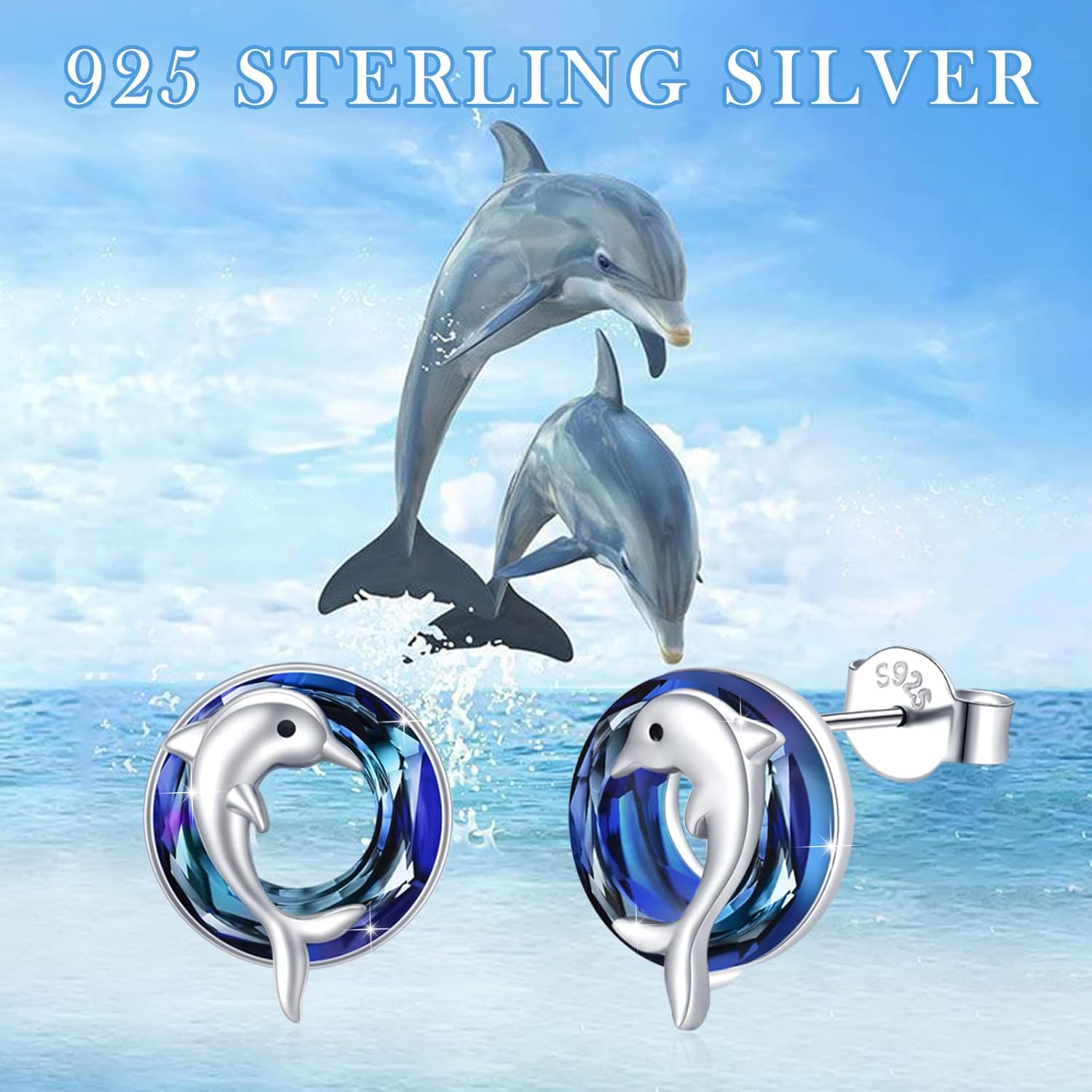 925 Sterling Silver Animal Earrings Highland Cow/Hummingbird/Ladybug/Otter/Shark/Dolphin Stud Earrings Hypoallergenic Animal Jewelry Gift for Her Women Birthday Anniversary Halloween Christmas - Image 6