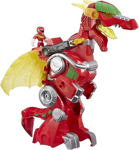 Miniatura 2 de Power Rangers Playskool Heroes Red Ranger & Dragon Thunderzord, figura de acción de 3 pulgadas, Zord, luces y sonidos, juguetes coleccionables para