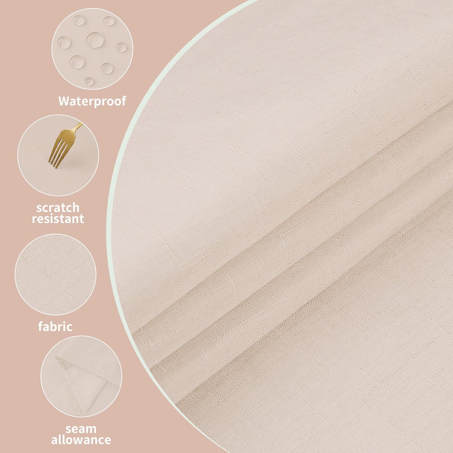 Condition photo showing New/Like New for tablecloths 60x102 inches textured fabric,natural water resistant spill proof table cloth table covers for dining, wedding and parties?ivory 60x102 ivory