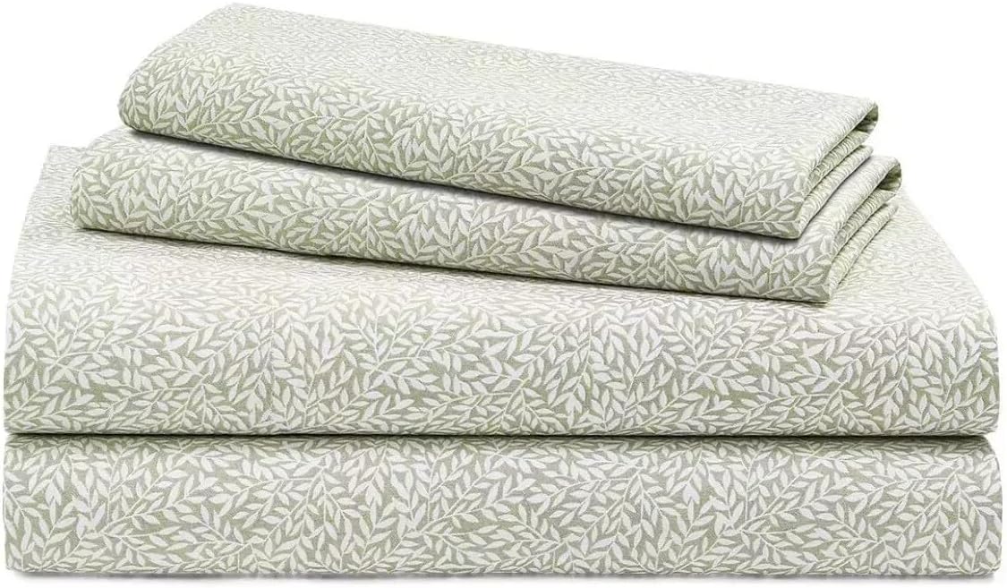 Lauren Ralph Lauren Leaf Print 230-Thread-Count 100% Cotton 4 pc Sheet Set (Green, Queen)