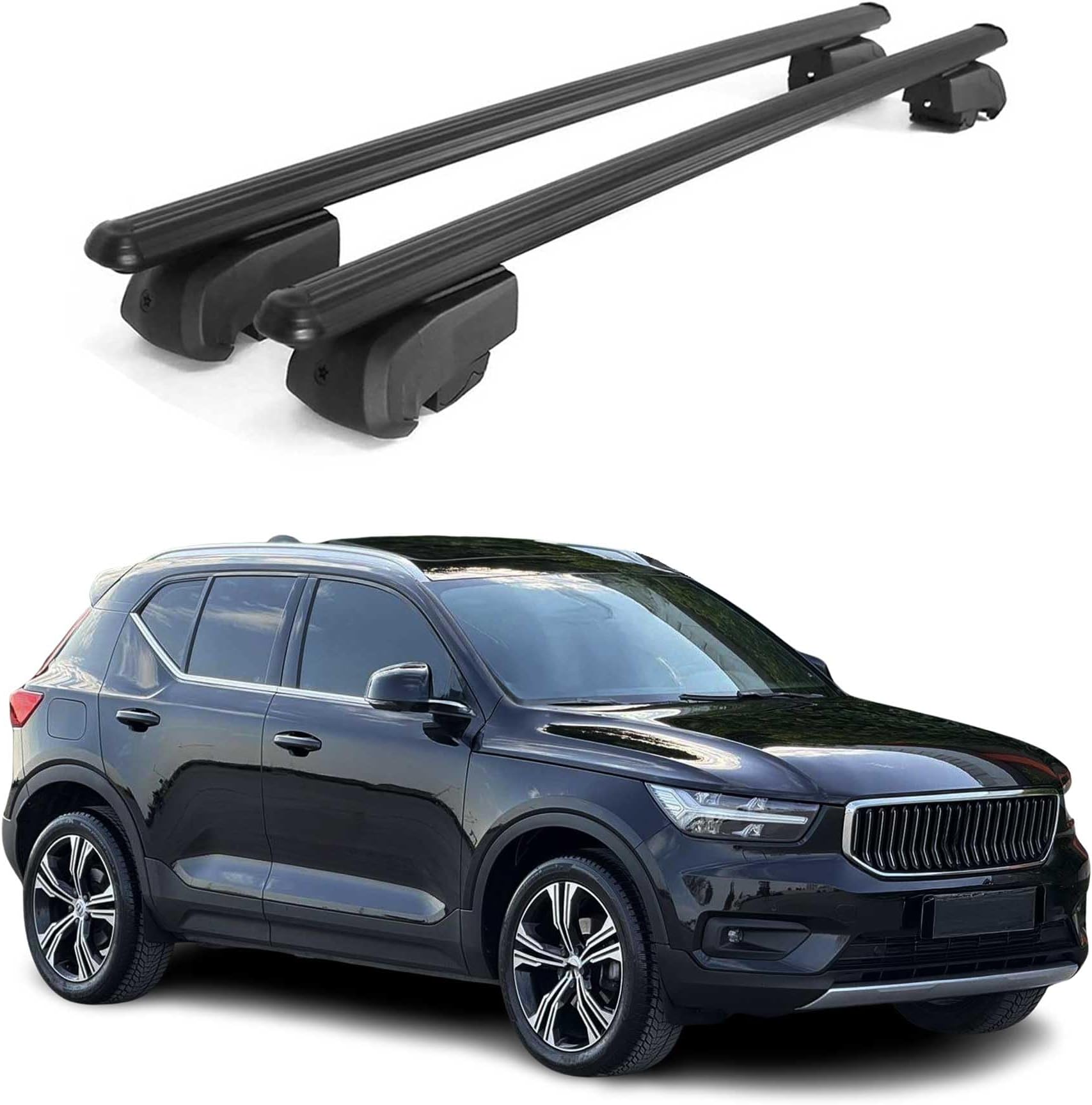 OMAC Roof Rack Cross Bars for Volvo XC40 2019-2026 Lockable 165Lbs Aluminium Black 2Pcs fits Cargo Carriers Kayak Canoe Bike Snowboard