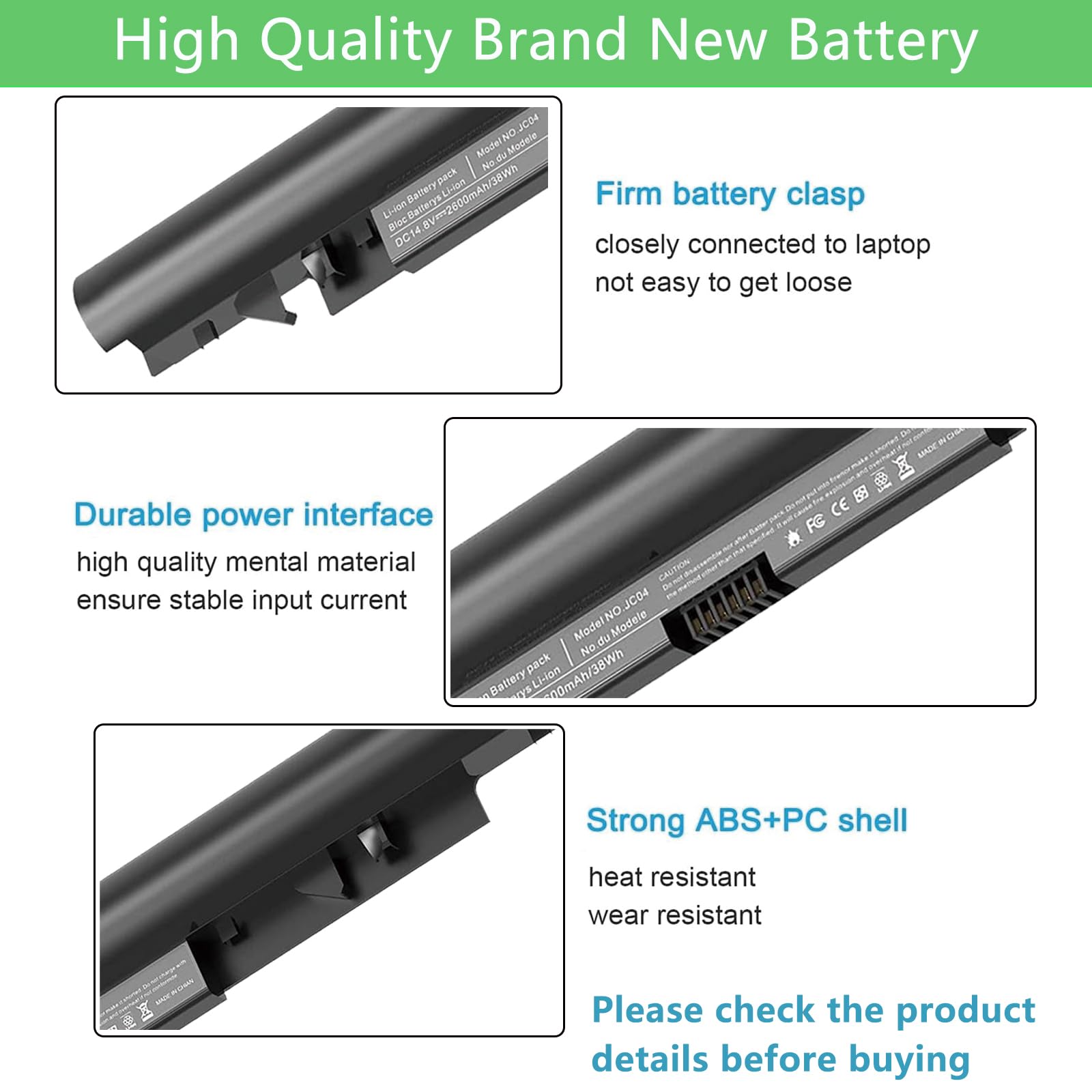 JC03 JC04 - Batería de repuesto para laptop HP 919700-850 919701-850 15-bs0xx 17-bs0xxx 15-bs1xx 15-bw0xx 17-ak0xx 17-bs020nr 17-bs153cl 17-bs153cl 17-bs17-bs153cl 17-ak0xx 17-bs020nr 17-bs153cl