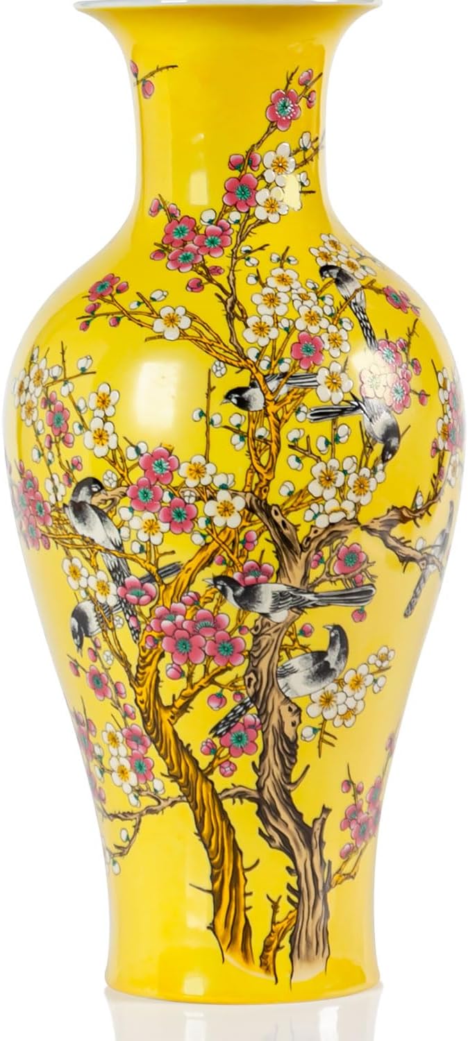 14 in Ceramic Vases for Flowers, Yellow Flower Vase for Centerpieces