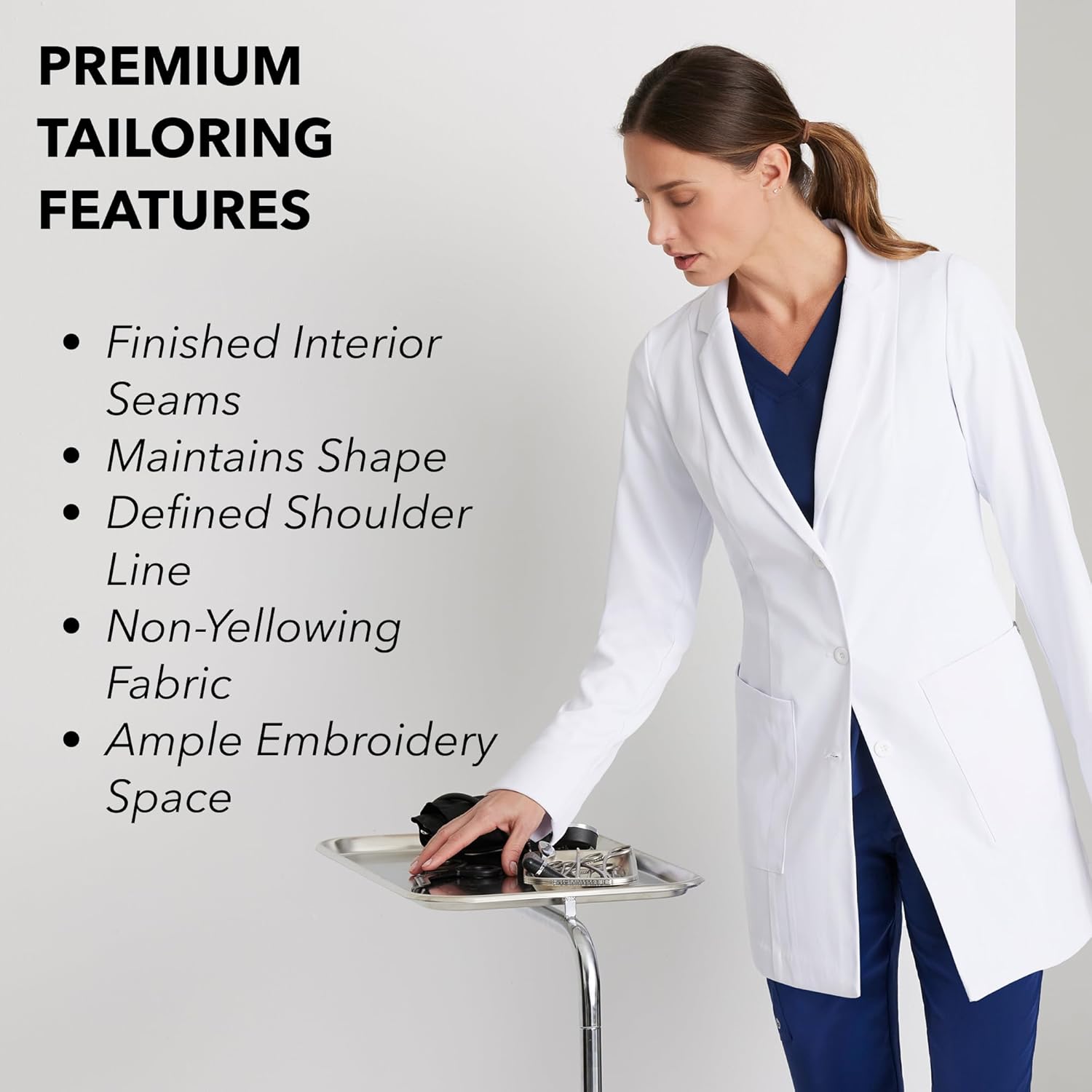 BARCO Merit Lab Coat for Women - Professional, 3-Pocket, 3-Button Closure Long Sleeve 30" Women's Lab Coat - Image 6