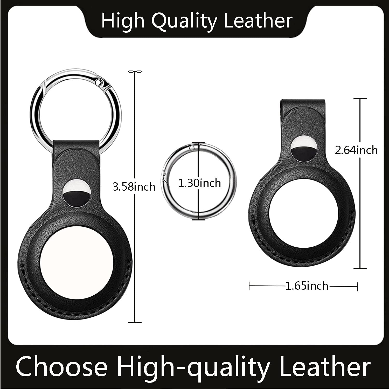 hxl new leather case for apple airtag finder anti scratch protective leather case with keychain 1 pack anti lost open port design dual hole black
