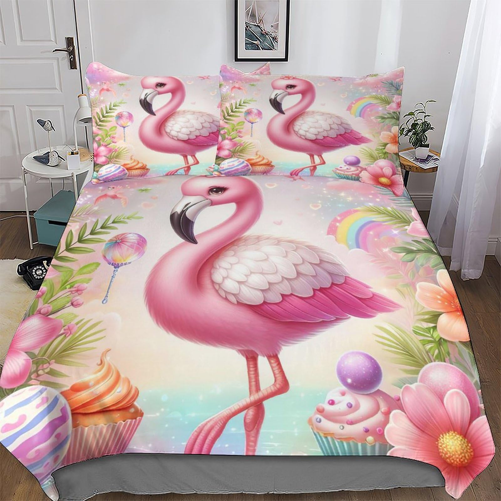 Housse de couette flamant rose 3D pour transformer votre chambre en oasis tropicale