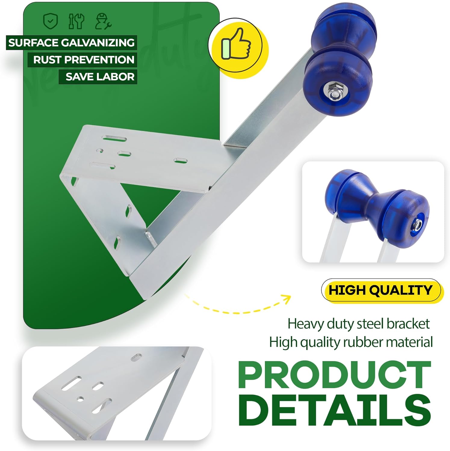 Winch Stand W/Roller Fit for 2" and 3" Winch Posts Compatible with Universal Boat Parts Steel Rubber Galvanized