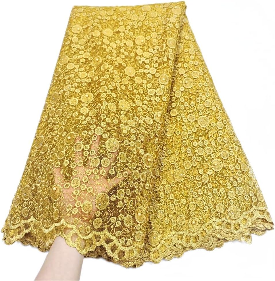 LadyQ African Net Lace Fabric - 5 Yards Bridal French Lace for Women - 033827