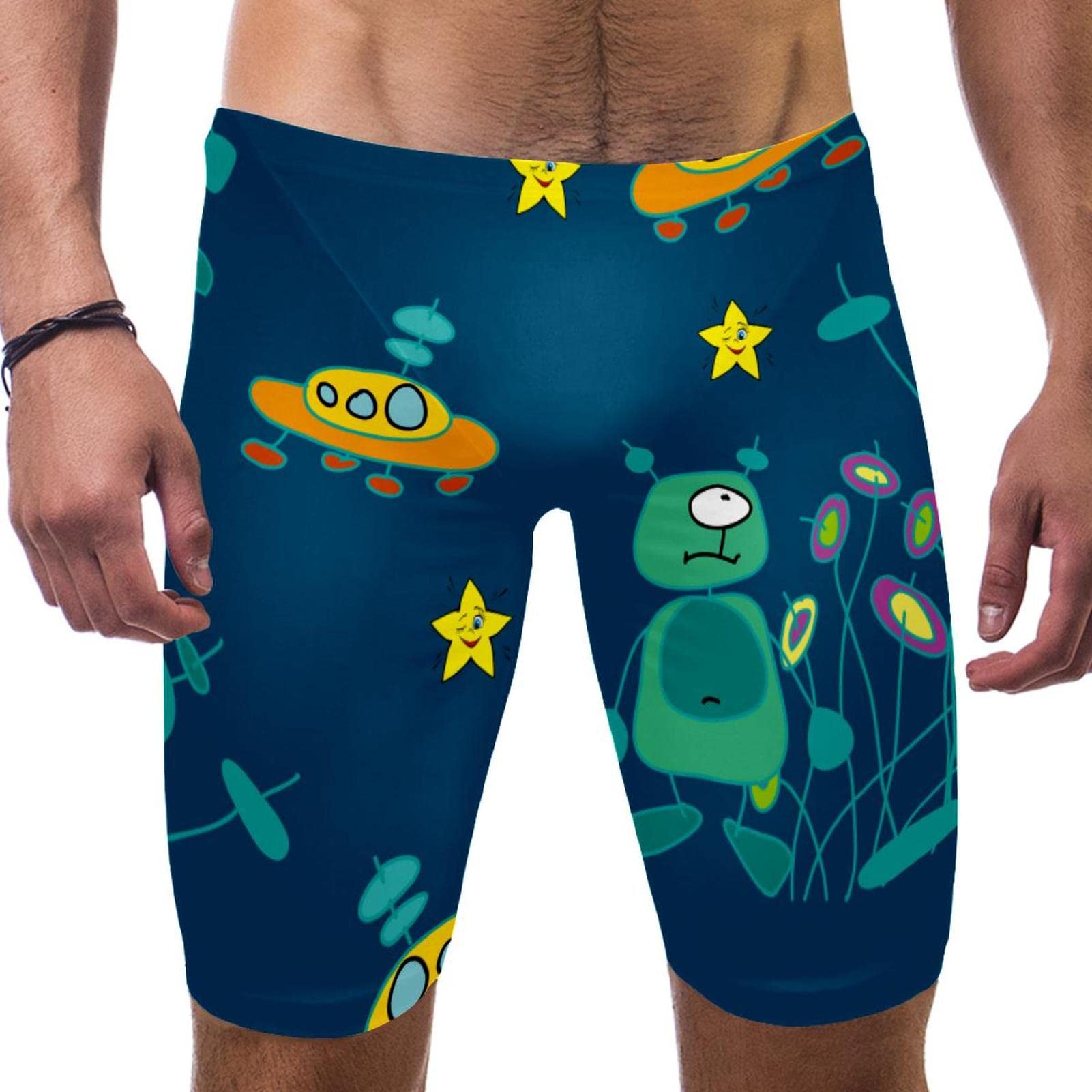 Bañador de diseño original multicolor Green Space Monster con ajuste de compresión S 7