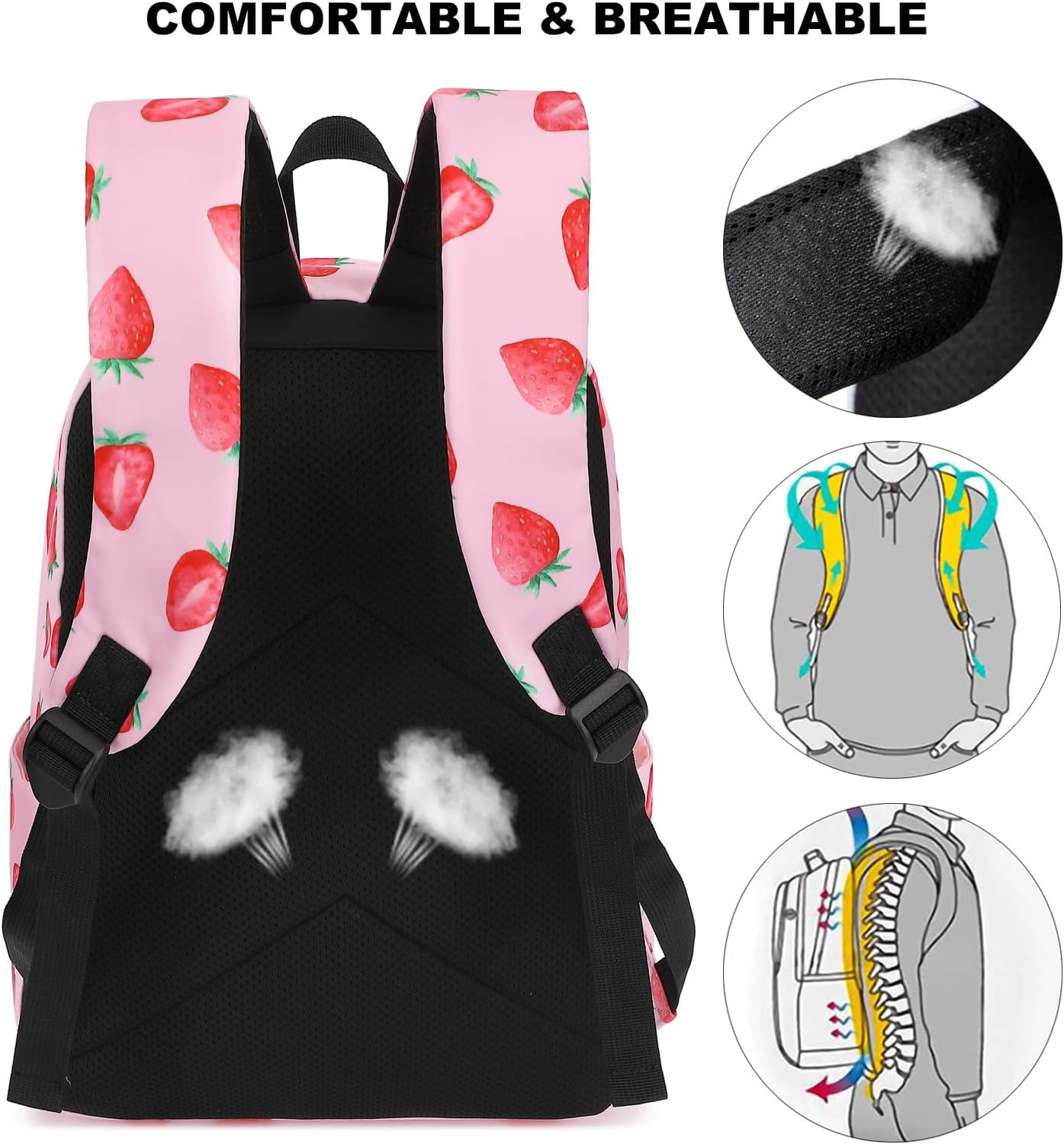 School Backpack for Girls, Kids Teens School Bags Bookbags Set with Lunch Bag Pencil Bag