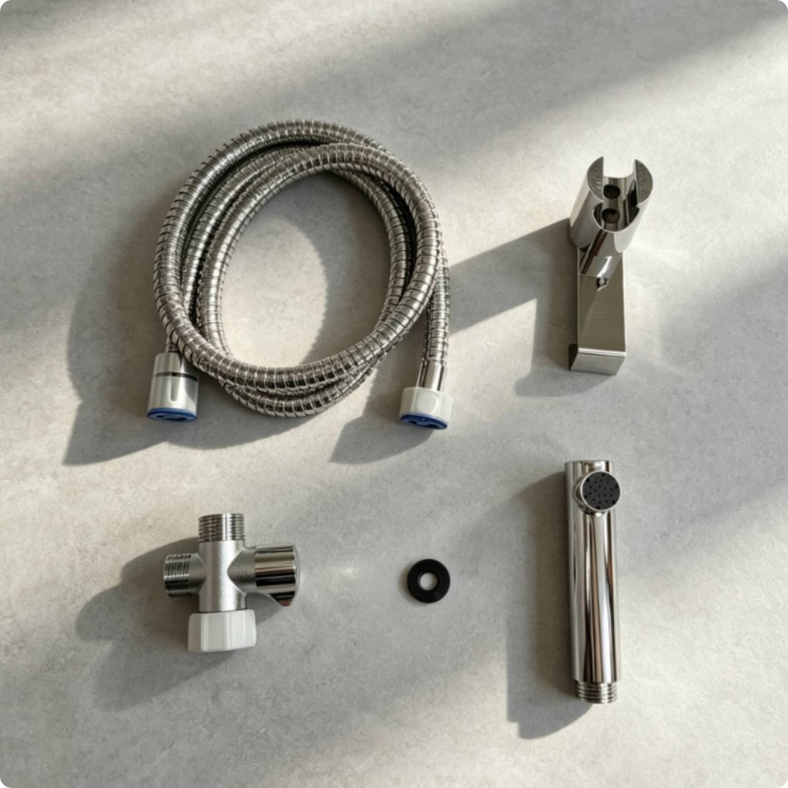 Doccetta con Supporto Alta Pressione | In Acciaio Inox, Doccetta con Valvola di Controllo, Resistente Corrosione, per Bagno