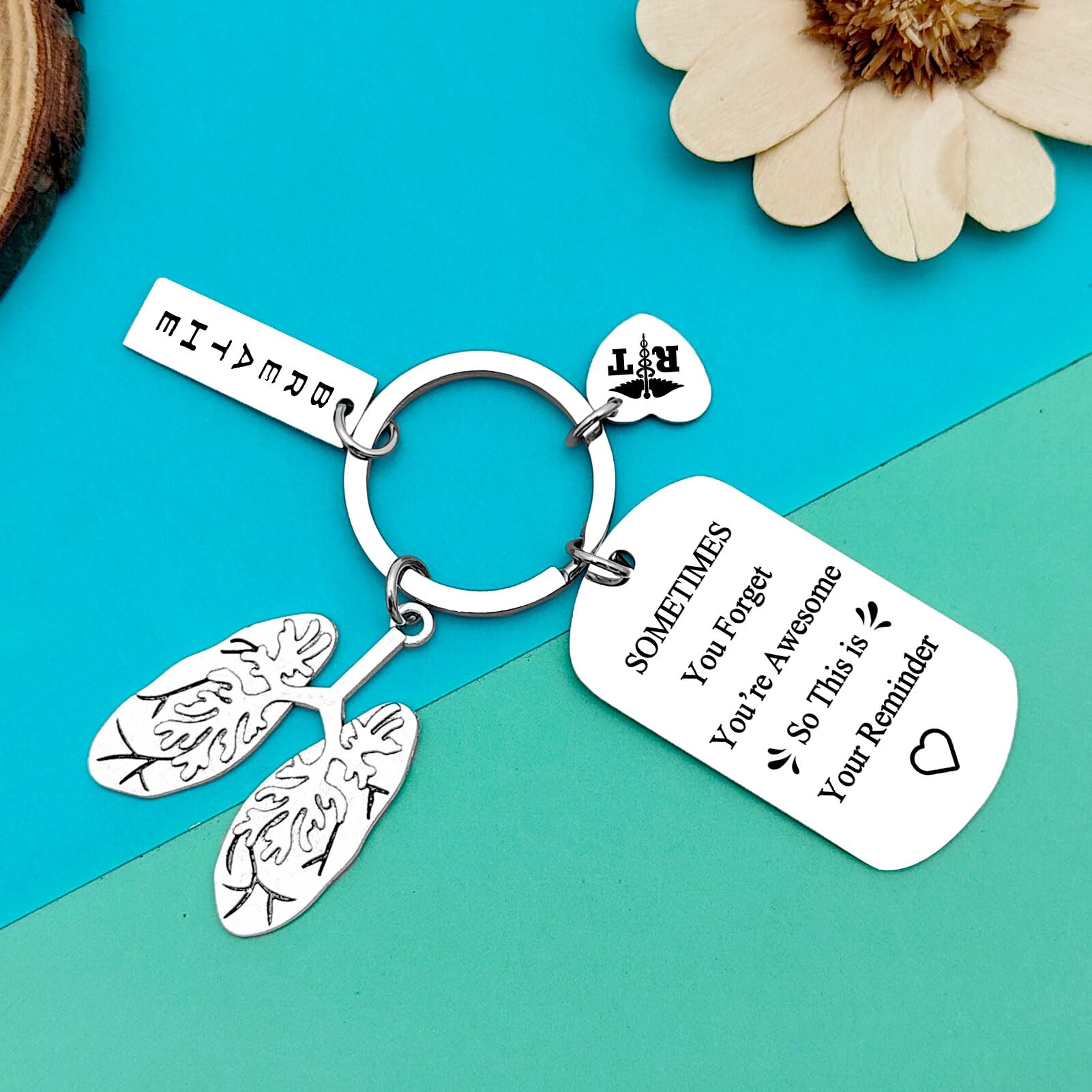 Dabihu Respiratory Therapist Gift RT Keychain Inspirational Therapist Graduation Gift Radiology Technologist Respiratory Care Week RT Therapy Gifts Coworker Encouragement Keyring